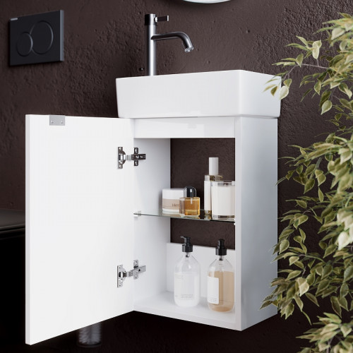 Тумба под раковину Sancos Mini 37 L MN35WL подвесная Белый глянец МДФ / ЛДСП