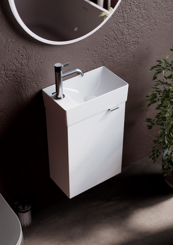 Тумба под раковину Sancos Mini 37 L MN35WL подвесная Белый глянец МДФ / ЛДСП