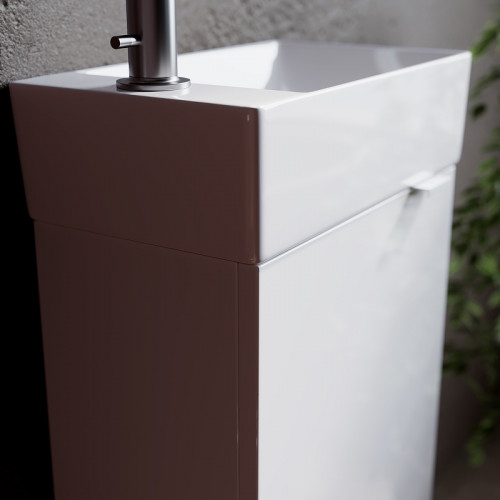 Тумба под раковину Sancos Mini 37 L MN35WL подвесная Белый глянец МДФ / ЛДСП