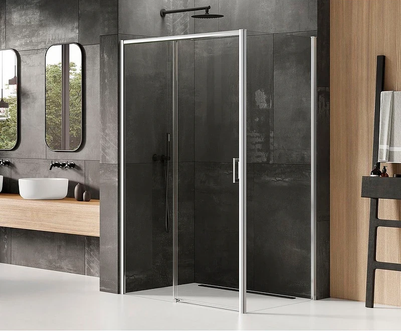 Душевой уголок New Trendy Prime Chrome 160х80 L D-0310A/D-0123B профиль Хром стекло прозрачное