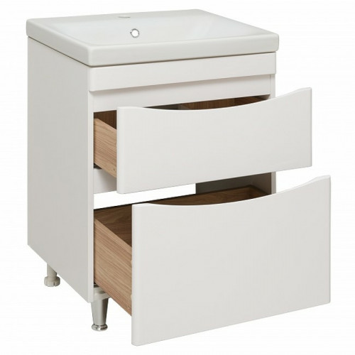 Тумба под раковину Runo Афина 60 00-00001169 Белая МДФ / ЛДСП