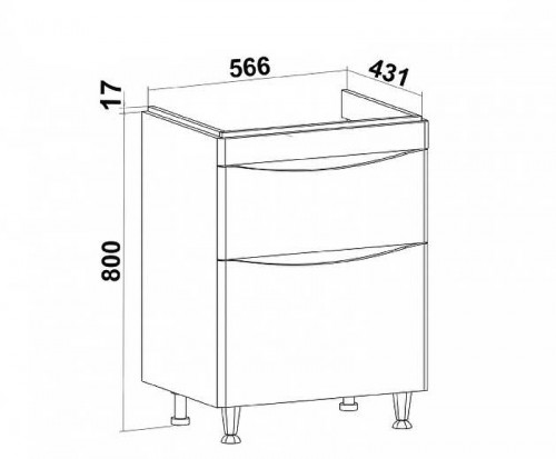 Тумба под раковину Runo Афина 60 00-00001169 Белая МДФ / ЛДСП