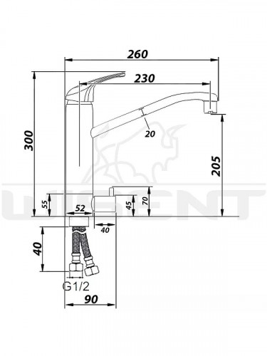 Смеситель для кухни Wisent W4298B цвет Черный