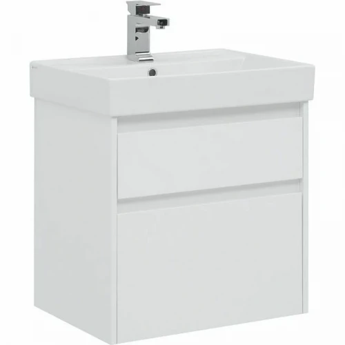 Тумба с раковиной Aquanet Nova Lite 60 245240 подвесная Белая глянцевая МДФ / ЛДСП
