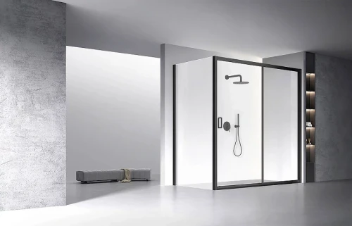 Душевая стенка Veconi Rovigo KP-13 110 KP13B-110-01-C5 профиль Черный стекло прозрачное