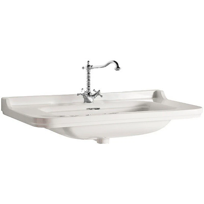 Раковина Kerasan Waldorf 120 4144K1bi/cr*1 Белая фарфор подвесная, полувстраиваемая