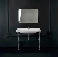 Раковина Kerasan Waldorf 120 4144K1bi/cr*1 Белая фарфор подвесная, полувстраиваемая