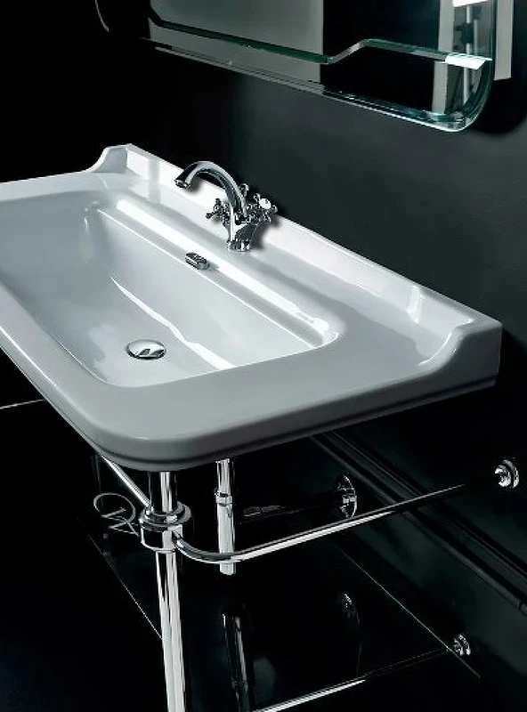Раковина Kerasan Waldorf 120 4144K1bi/cr*1 Белая фарфор подвесная, полувстраиваемая