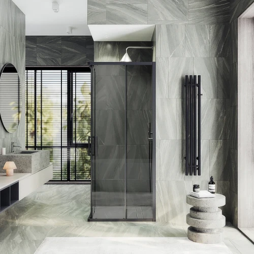 Душевой уголок Maybah Glass MGY-1334-6 1000x1000x1950 раздвижной профиль Черный стекло графитовое