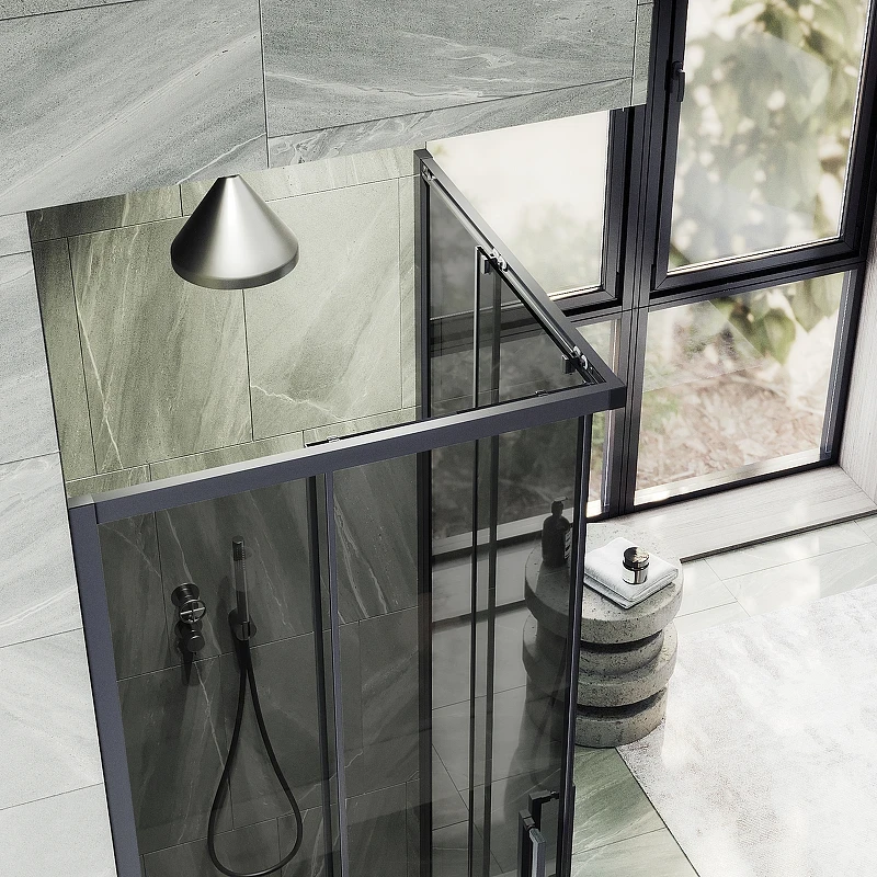 Душевой уголок Maybah Glass MGY-1334-6 1000x1000x1950 раздвижной профиль Черный стекло графитовое