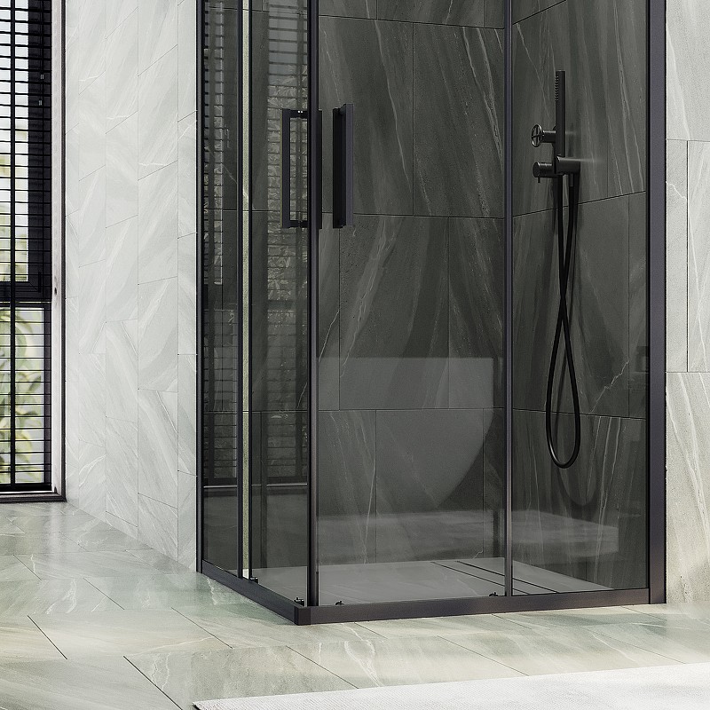 Душевой уголок Maybah Glass MGY-1334-6 1000x1000x1950 раздвижной профиль Черный стекло графитовое