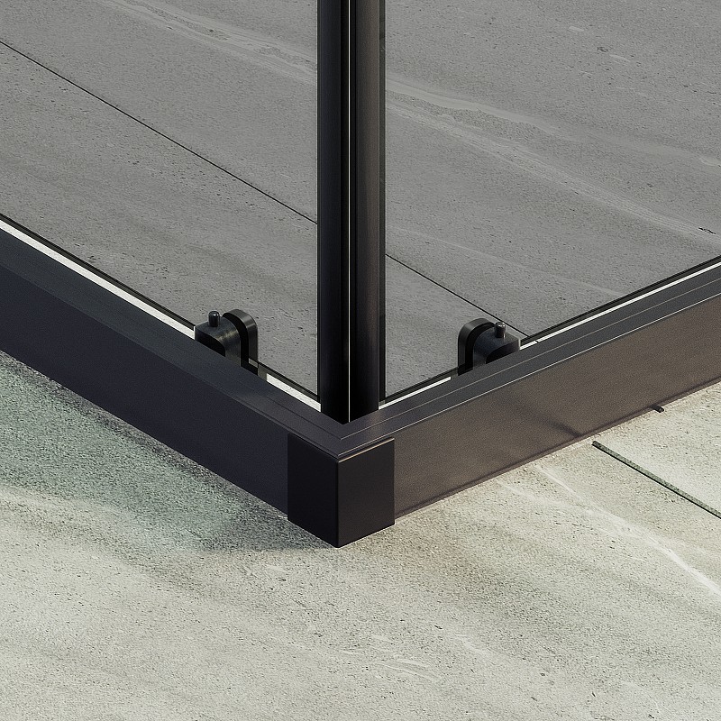 Душевой уголок Maybah Glass MGY-1334-6 1000x1000x1950 раздвижной профиль Черный стекло графитовое