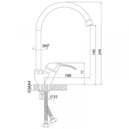 Смеситель для кухни Rossinka A35-23 Хром