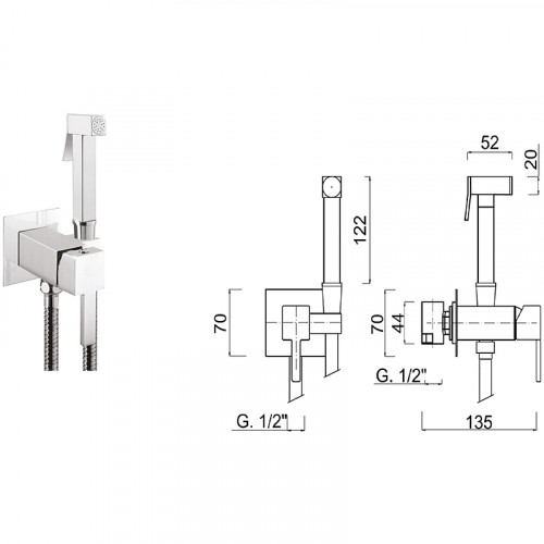 Гигиенический душ со смесителем Giulini Pablolux FSH20 Хром