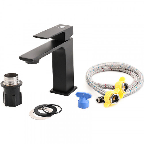 Смеситель для раковины Orange Lutz M04-021b Черный латунь