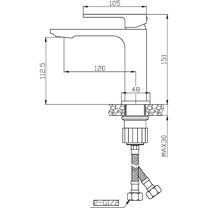 Смеситель для раковины Orange Lutz M04-021b Черный латунь