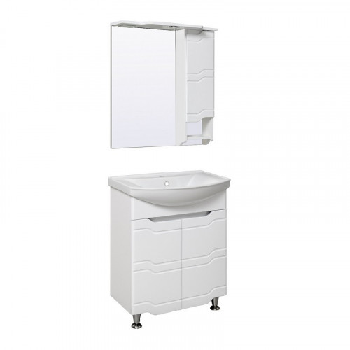 Зеркало со шкафом Runo Стиль 65 R УТ000002339 с подсветкой Белое МДФ / ЛДСП, стекло