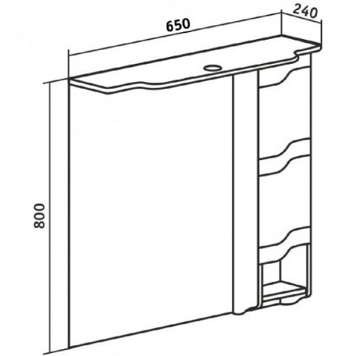 Зеркало со шкафом Runo Стиль 65 R УТ000002339 с подсветкой Белое МДФ / ЛДСП, стекло