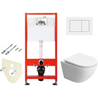 Комплект унитаза BelBagno Uno-Tor BB5177CH-TOR/SC с инсталляцией Tece Base 9400413 с сиденьем Микролифт и Белой клавишей смыва фаянс подвесной