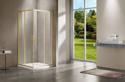 Душевой уголок Vincea Garda 100x90 VSS-1G9010CLG профиль Брашированное золото стекло прозрачное