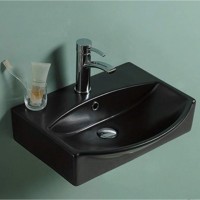 Раковина-чаша CeramaLux 50 78014CMB Черная фаянс подвесная, накладная