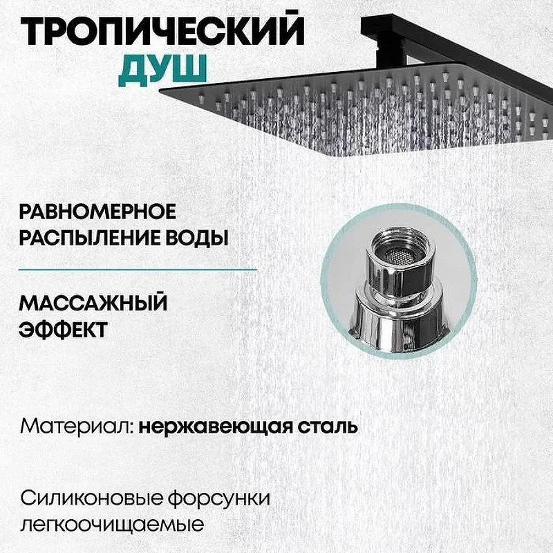Душевая система Grocenberg GB7008BL Черная матовая