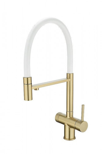 Смеситель для кухни Emar PVD ЕС - 7024 цвет WHT Matt Gold
