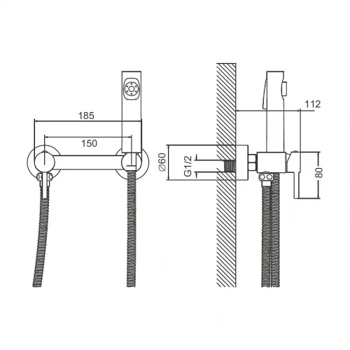 Гигиенический душ со смесителем Belz B803 B55803-7 цвет Черный матовый