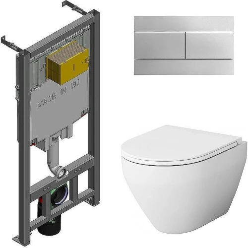 Унитаз с инсталляцией AM.PM Spirit FlashClean C701700WH+C707857WH + Jacob Delafon E29025-NF+E4316-CP с сиденьем Микролифт с клавишей смыва Хром