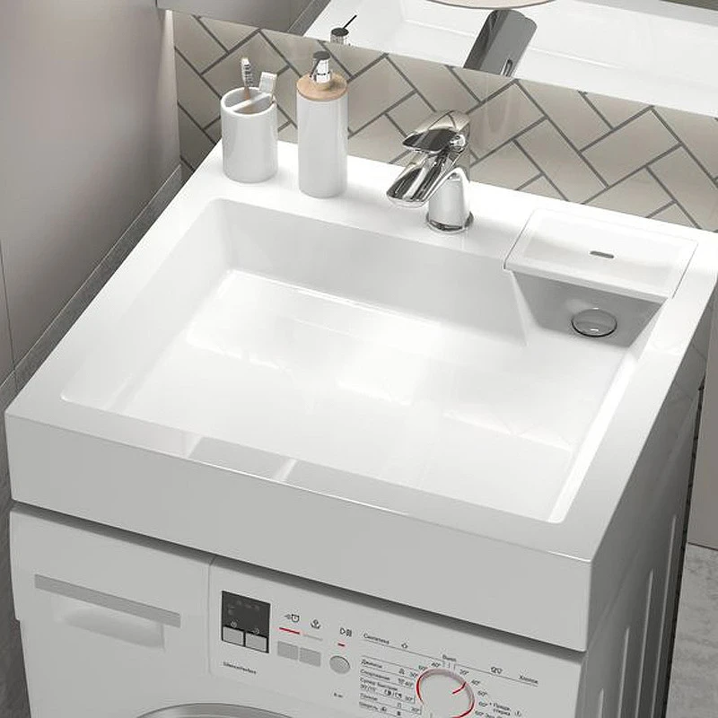 Раковина Reflection Delta 60 RX6055DE на стиральную машину Белая искусственный камень (литьевой мрамор) подвесная, на стиральную машину