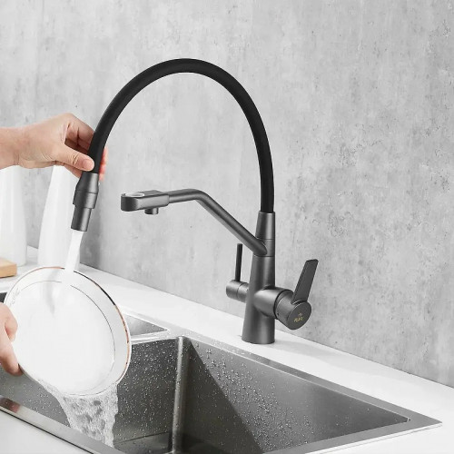 Смеситель для кухни Rose R558Y цвет Пепельный Черный