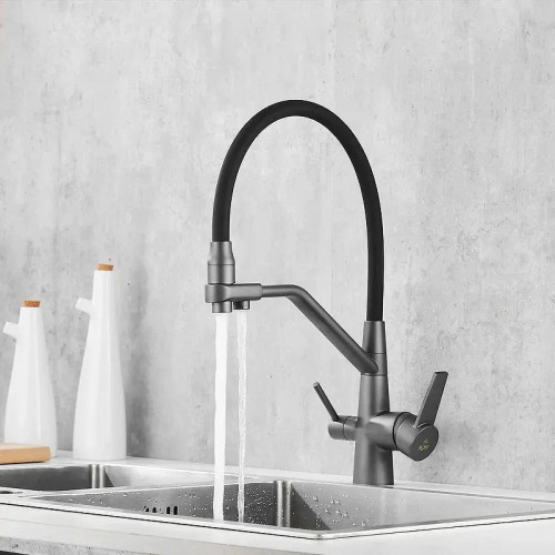 Смеситель для кухни Rose R558Y цвет Пепельный Черный