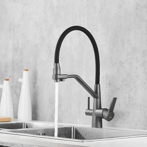 Смеситель для кухни Rose R558Y цвет Пепельный Черный