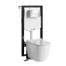 Комплект унитаза с инсталляцией WasserKRAFT Vils 56TLT.010.ME.BN03.H002 цвет Белый с сиденьем Микролифт и клавишей смыва цвет Никель