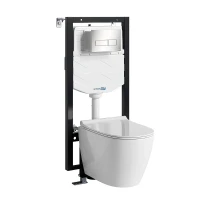 Комплект унитаза с инсталляцией WasserKRAFT Vils 56TLT.010.ME.BN03.H002 цвет Белый с сиденьем Микролифт и клавишей смыва цвет Никель
