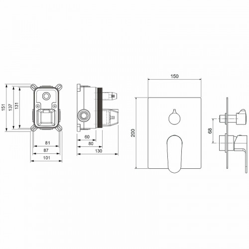 Смеситель для душа Aquatek Оберон AQ1246CR Хром латунь встраиваемый