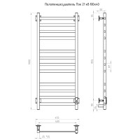 Электрический полотенцесушитель Тругор ПЭК 21кв СП 80x50 Черный нержавеющая сталь