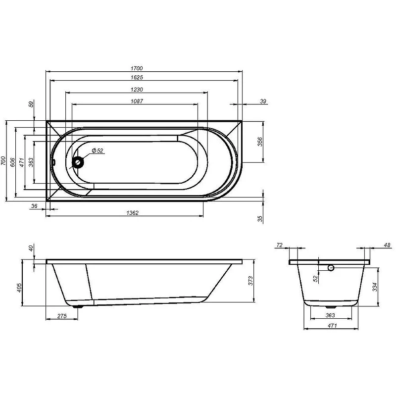 Акриловая ванна AM.PM X-Joy 170х70 L W94A-170L70W-A без гидромассажа
