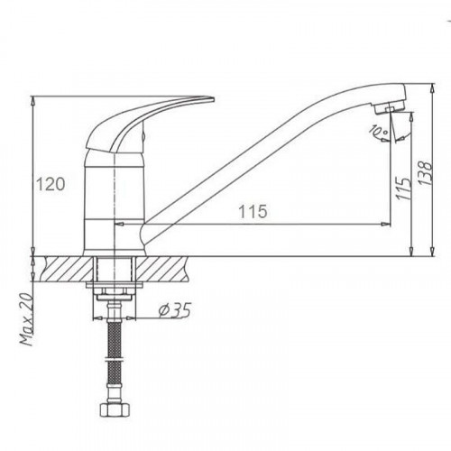 Смеситель для кухни D-Lin D154351 цвет  Хром