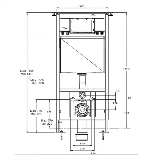 Инсталляция Azario AZ-8010-1000 для унитаза без клавиши смыва пластик