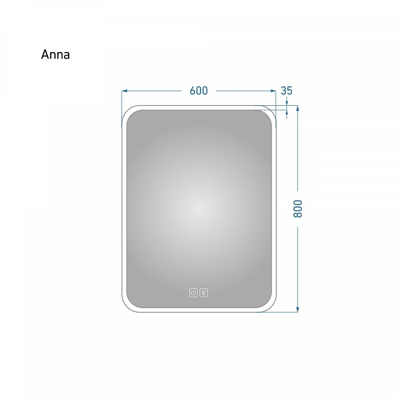 Зеркало Alavann Anna 60 ALV0017022 с подсветкой цвет Белый с сенсорным выключателем и подогревом