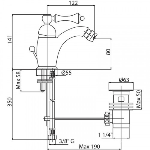 Смеситель для биде Cezares Margot MARGOT-BSM1-02-Bi Бронза латунь