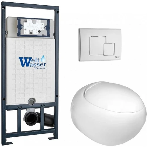 Комплект унитаза с инсталляцией WeltWasser MARBERG 507 + JECKENBACH 004 GL-WT + MAR 507 SE GL-WT 10000010726 цвет Белый глянцевый с сиденьем Микролифт и клавишей смыва цвет Белый глянцевый