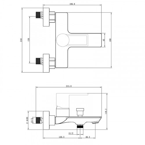 Смеситель для ванны beWash Element BVMM0BT700 Хром латунь на стену