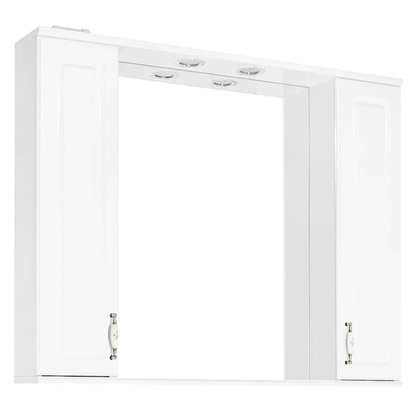 Зеркало со шкафом Style Line Олеандр 2 100 С с подсветкой Белый глянец МДФ / ЛДСП, стекло