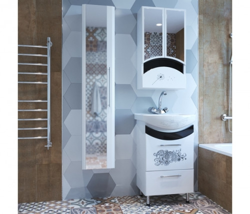 Тумба под раковину Mixline Радуга 50 528040 Белая Черная Цветы