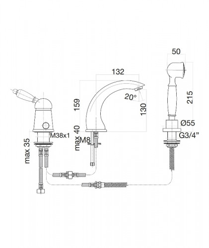 Смеситель на борт ванны Fiore Imperiale 83ZZ5105