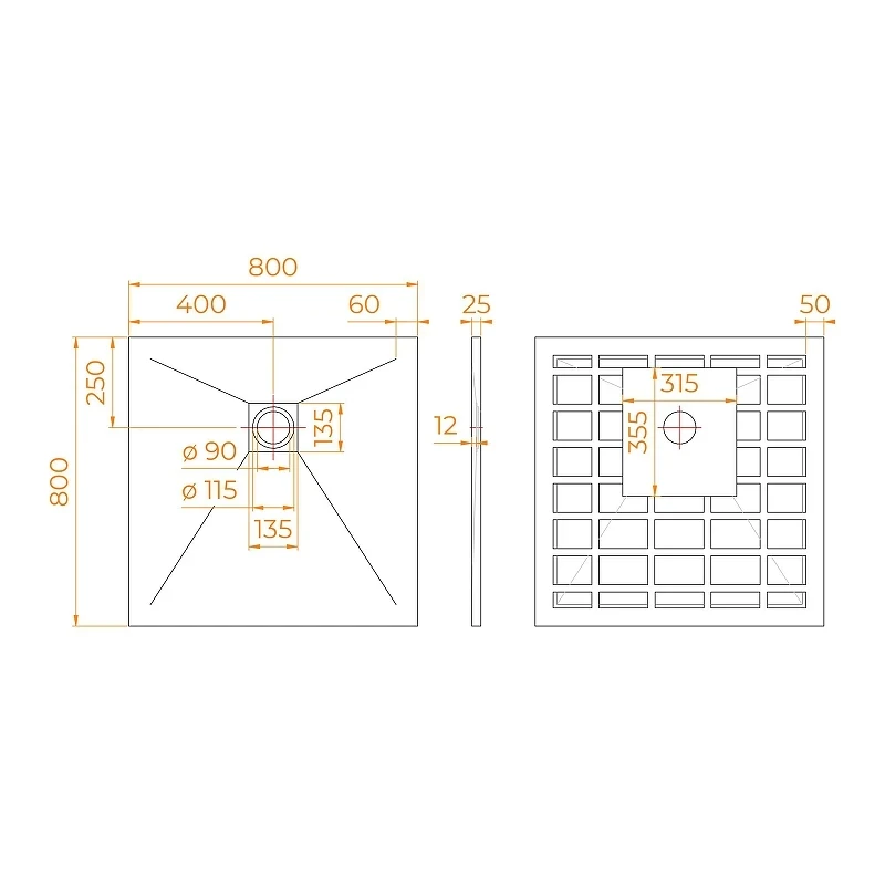 Душевой поддон из искусственного камня RGW Stone Tray 80x80 14152088-01-11 цвет Белый
