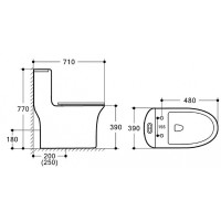 Унитаз моноблок Azario Luna AZ-1037 с бачком и сиденьем Микролифт