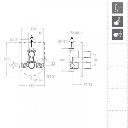 Смеситель для душа Ramonsoler Tzar 342411SOC с термостатом Золото брашированное